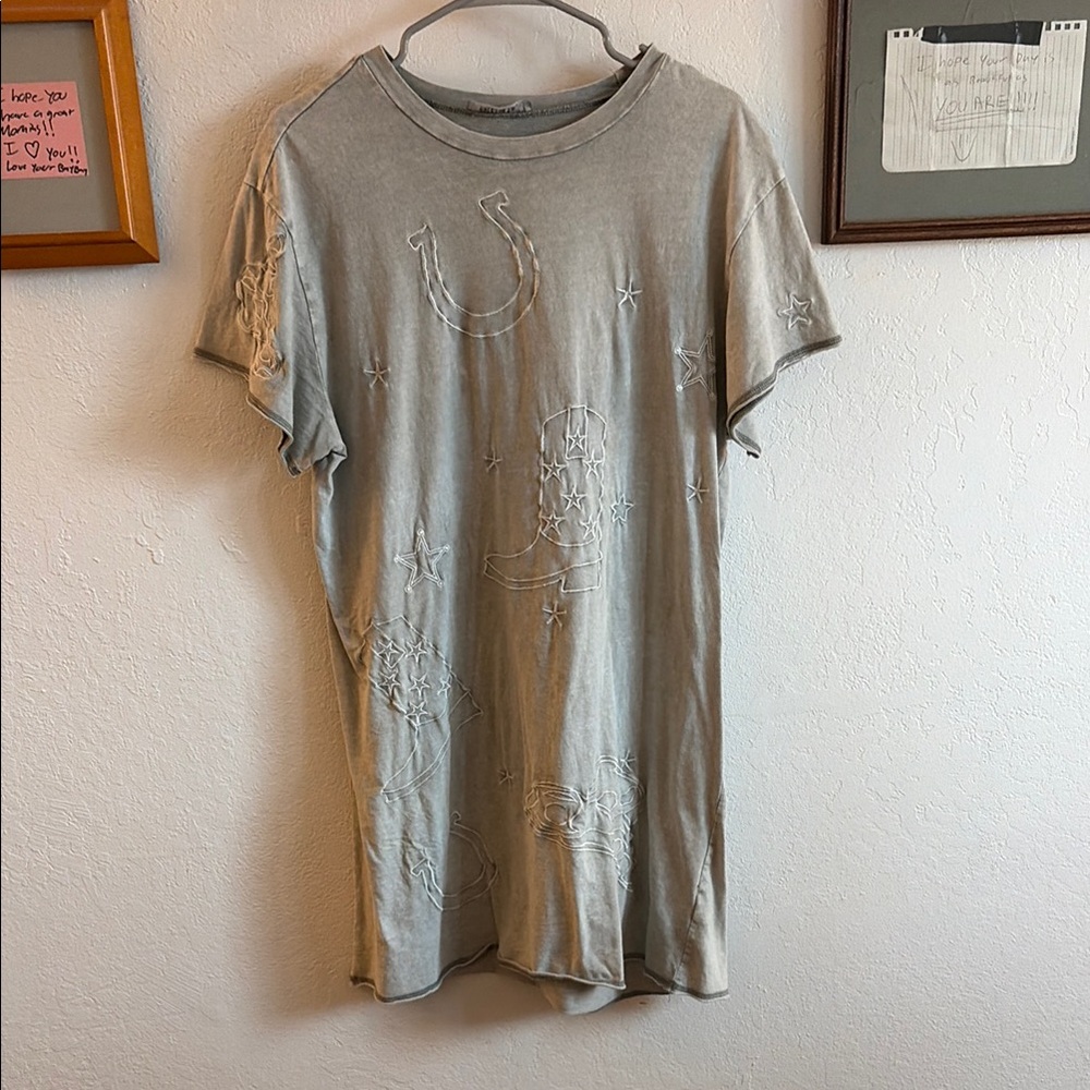 T-Shirt Dress with Cowboy Embroidered Designs
